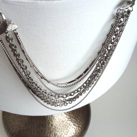 Multi String Choker Style Bronze / Aged Brass Vintage Necklace (17” Length) - Picture 15 of 16